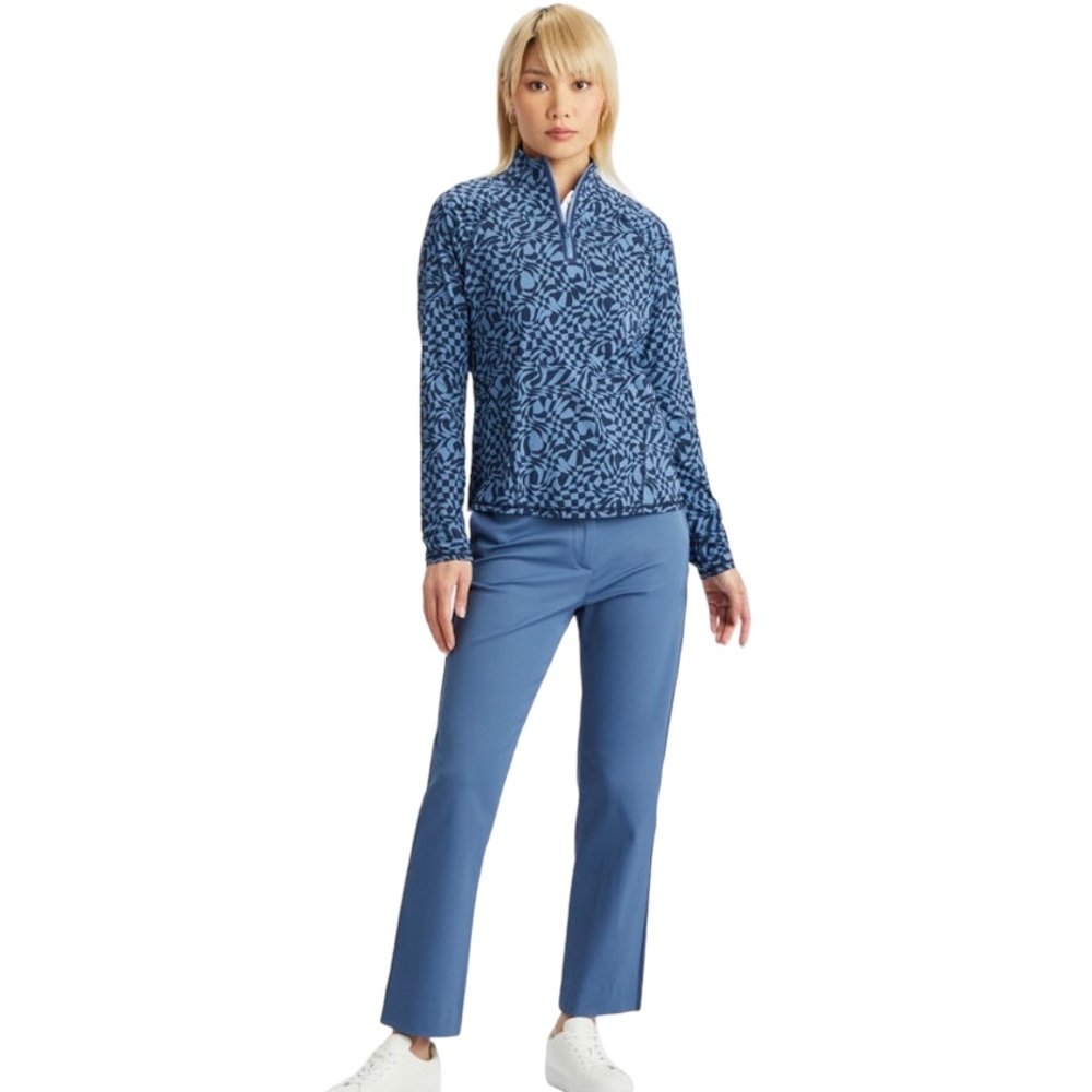 G/FORE DISTORTED CHECK SILKY TECH NYLON RUCHED QUARTER ZIP PULLOVER NWT $155
